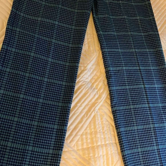 Anthropologie Nice Things, green/navy houndstooth slacks pants 10, 42, Med nwot - Picture 6 of 11